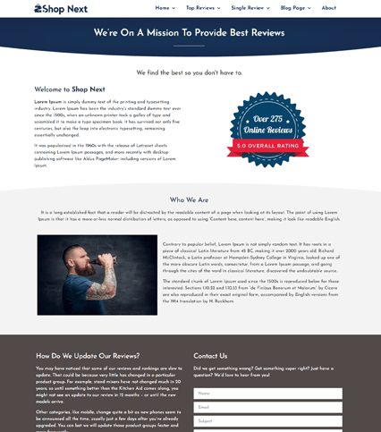 Affiliate Product Review Landing Page Elementor Template