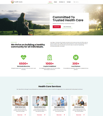 Healthcare Elementor Template Homepage