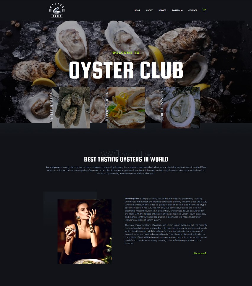 Oyster Restaurant Website Template for Elementor
